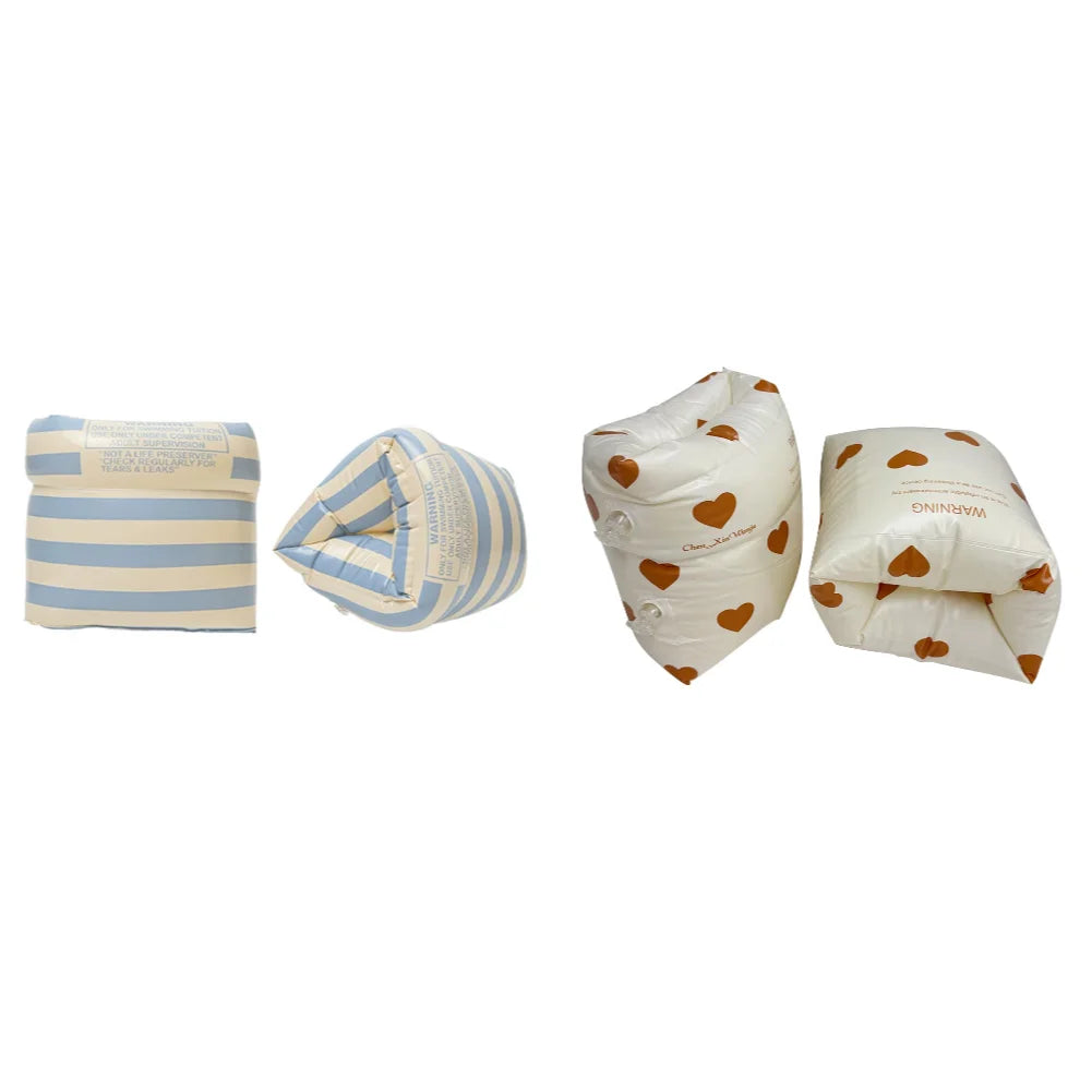 1 paire de brassards de piscine gonflables à double coussin d'air, accessoires de natation pour adultes et enfants en PVC imprimé