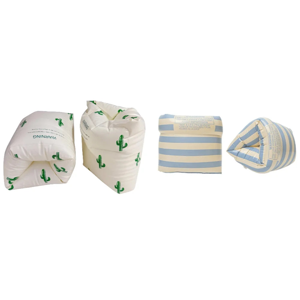 1 paire de brassards de piscine gonflables à double coussin d'air, accessoires de natation pour adultes et enfants en PVC imprimé