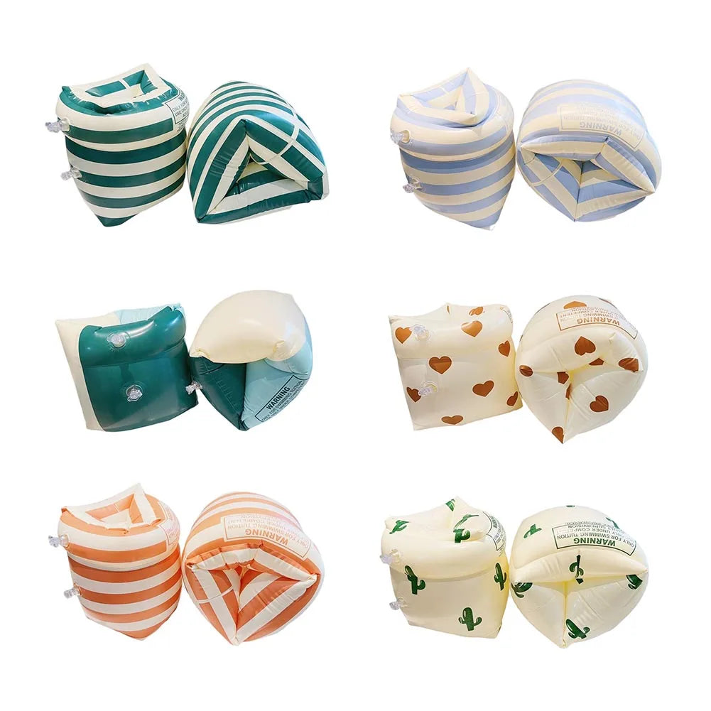 1 paire de brassards de piscine gonflables à double coussin d'air, accessoires de natation pour adultes et enfants en PVC imprimé