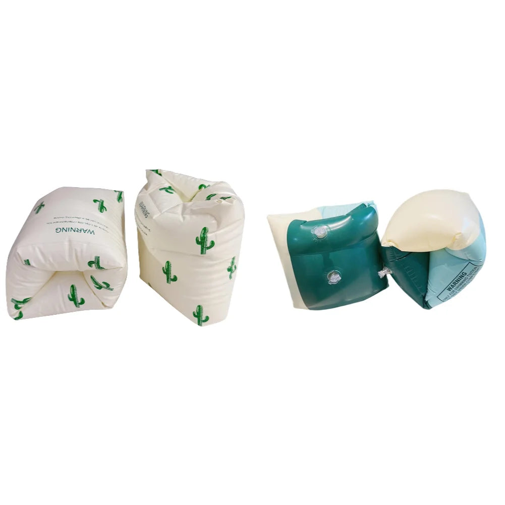 1 paire de brassards de piscine gonflables à double coussin d'air, accessoires de natation pour adultes et enfants en PVC imprimé
