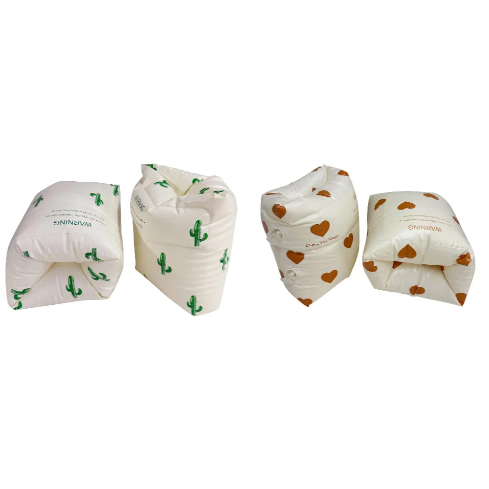 1 paire de brassards de piscine gonflables à double coussin d'air, accessoires de natation pour adultes et enfants en PVC imprimé