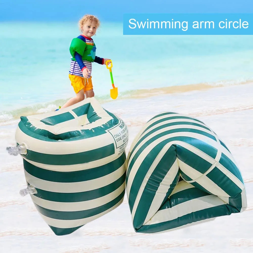 1 paire de brassards de piscine gonflables à double coussin d'air, accessoires de natation pour adultes et enfants en PVC imprimé
