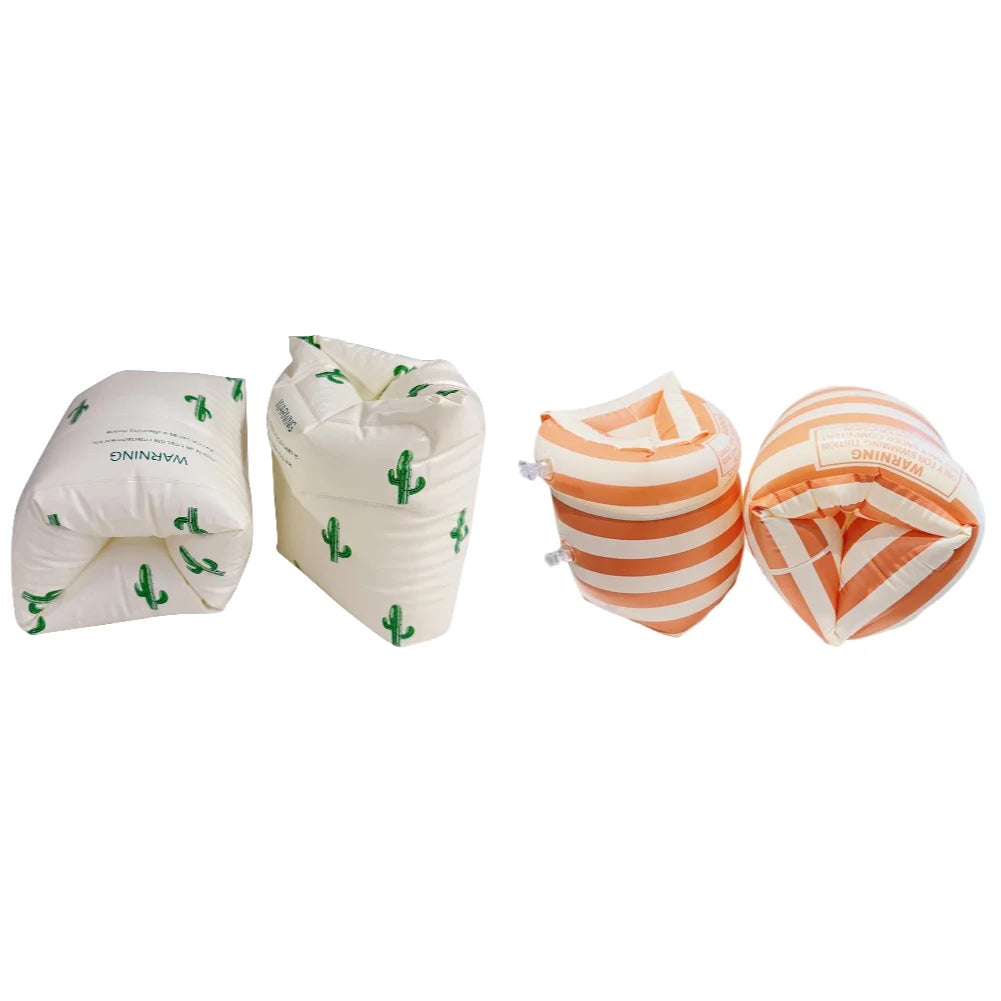 1 paire de brassards de piscine gonflables à double coussin d'air, accessoires de natation pour adultes et enfants en PVC imprimé